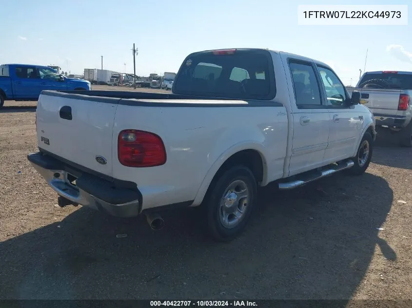 2002 Ford F-150 Lariat/Xlt VIN: 1FTRW07L22KC44973 Lot: 40422707