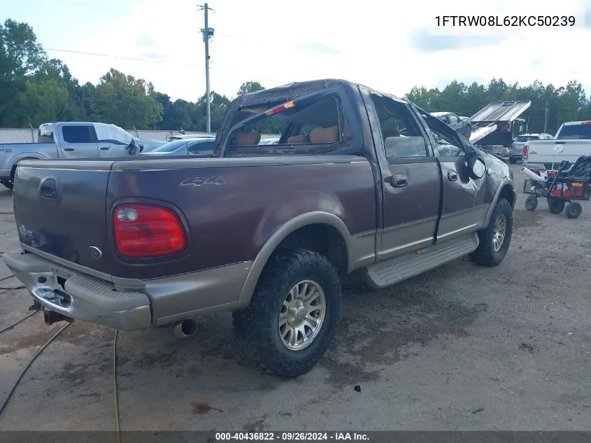 2002 Ford F-150 Lariat/Xlt VIN: 1FTRW08L62KC50239 Lot: 40436822