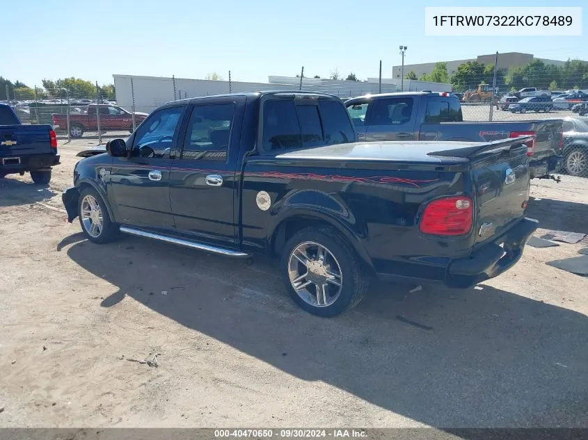 2002 Ford F150 Supercrew Harley Davidson VIN: 1FTRW07322KC78489 Lot: 40470650