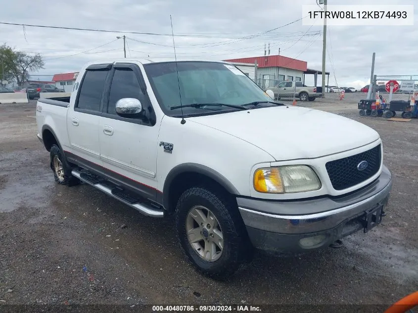 2002 Ford F-150 Lariat/Xlt VIN: 1FTRW08L12KB74493 Lot: 40480786