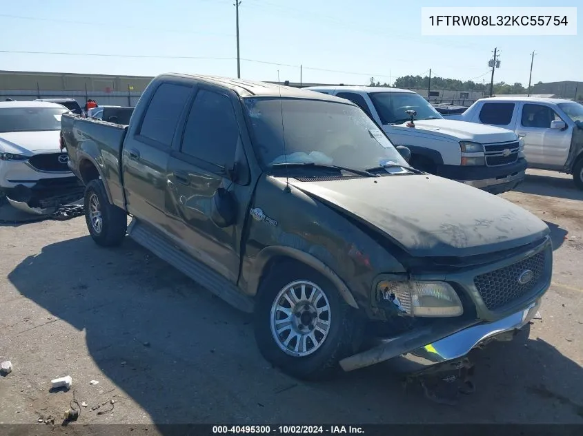 2002 Ford F-150 Lariat/Xlt VIN: 1FTRW08L32KC55754 Lot: 40495300