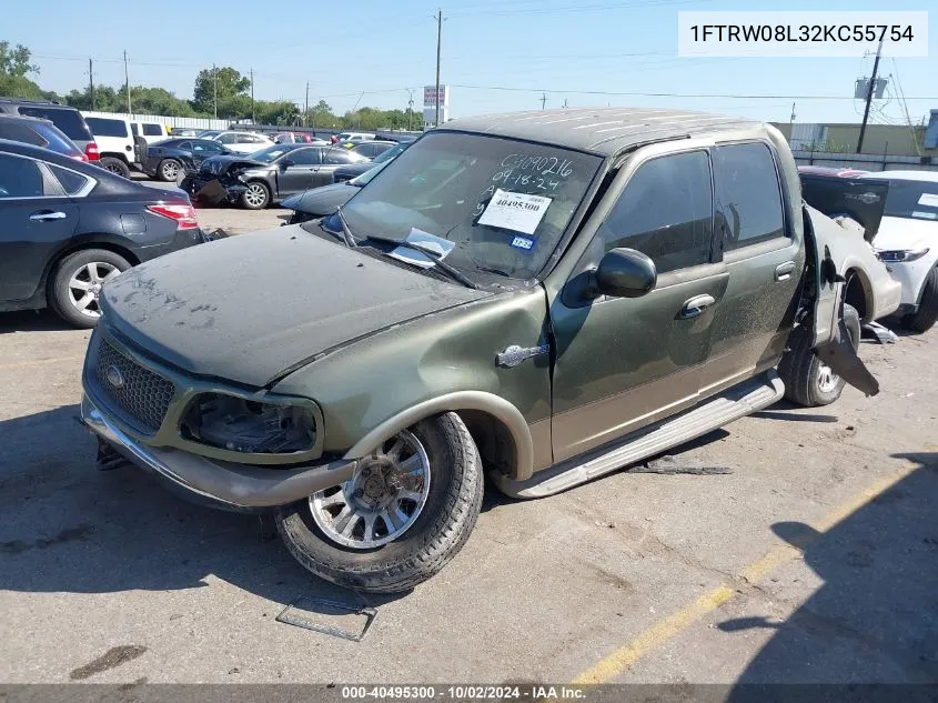 2002 Ford F-150 Lariat/Xlt VIN: 1FTRW08L32KC55754 Lot: 40495300