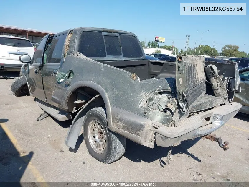 2002 Ford F-150 Lariat/Xlt VIN: 1FTRW08L32KC55754 Lot: 40495300