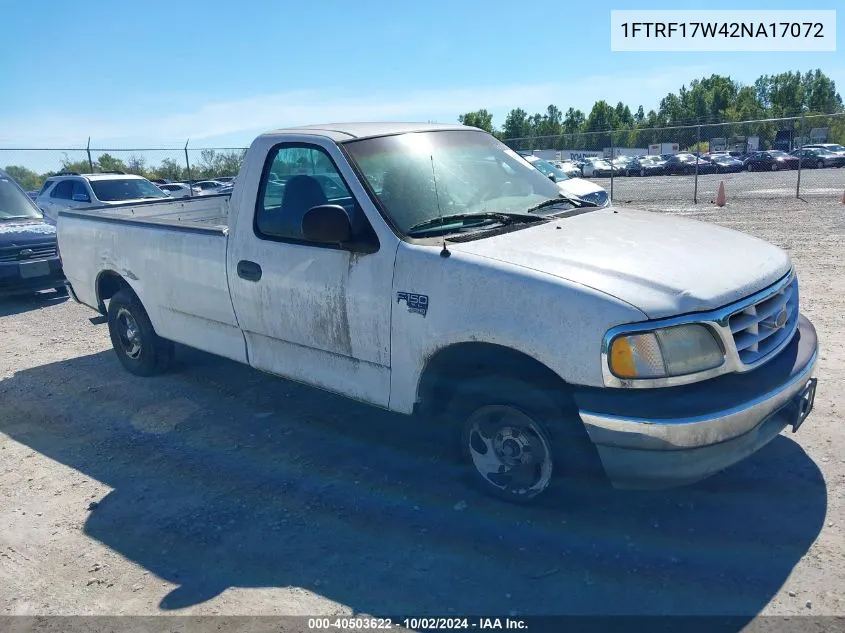 2002 Ford F-150 Xl/Xlt VIN: 1FTRF17W42NA17072 Lot: 40503622