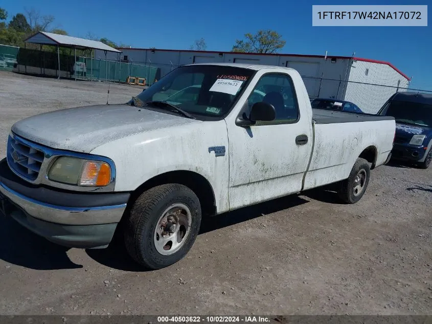 2002 Ford F-150 Xl/Xlt VIN: 1FTRF17W42NA17072 Lot: 40503622