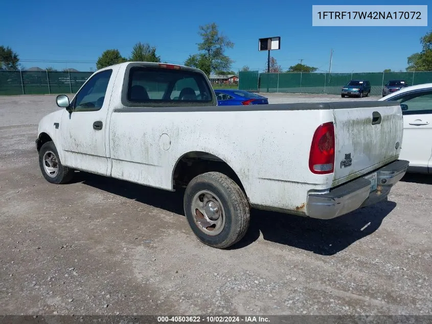 2002 Ford F-150 Xl/Xlt VIN: 1FTRF17W42NA17072 Lot: 40503622