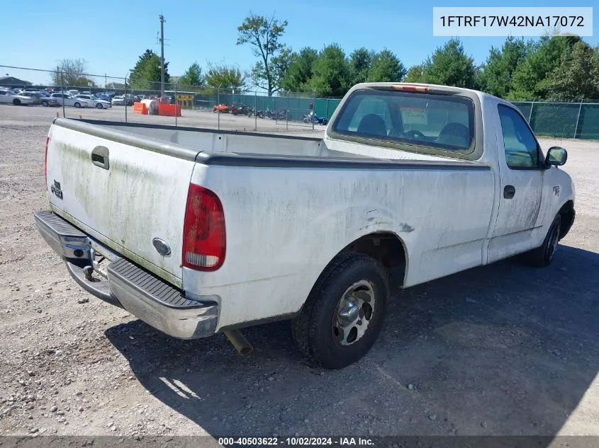 2002 Ford F-150 Xl/Xlt VIN: 1FTRF17W42NA17072 Lot: 40503622