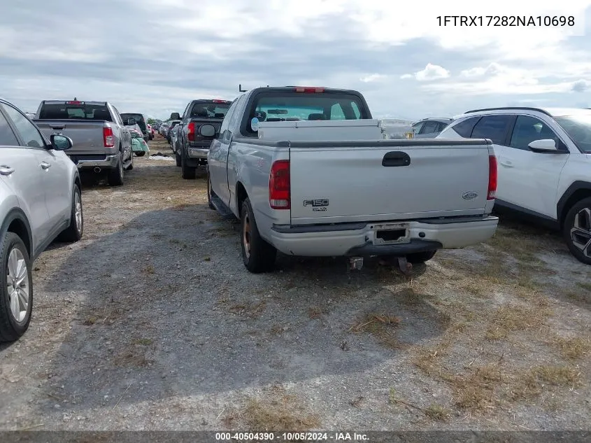 2002 Ford F150 VIN: 1FTRX17282NA10698 Lot: 40504390