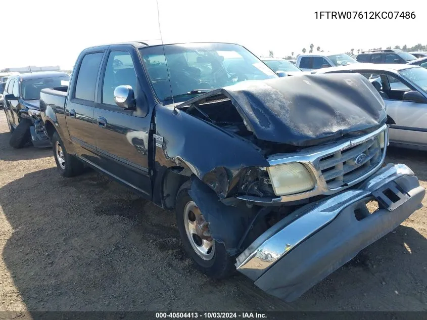 2002 Ford F-150 Lariat/Xlt VIN: 1FTRW07612KC07486 Lot: 40504413