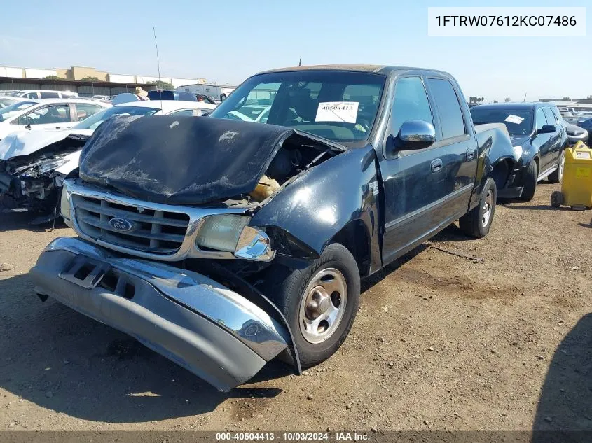 2002 Ford F-150 Lariat/Xlt VIN: 1FTRW07612KC07486 Lot: 40504413