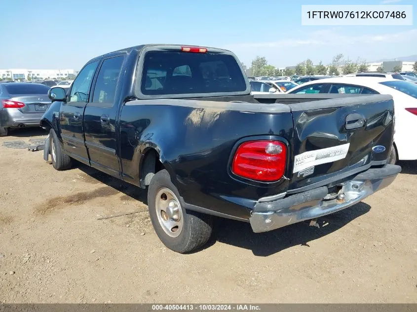 2002 Ford F-150 Lariat/Xlt VIN: 1FTRW07612KC07486 Lot: 40504413