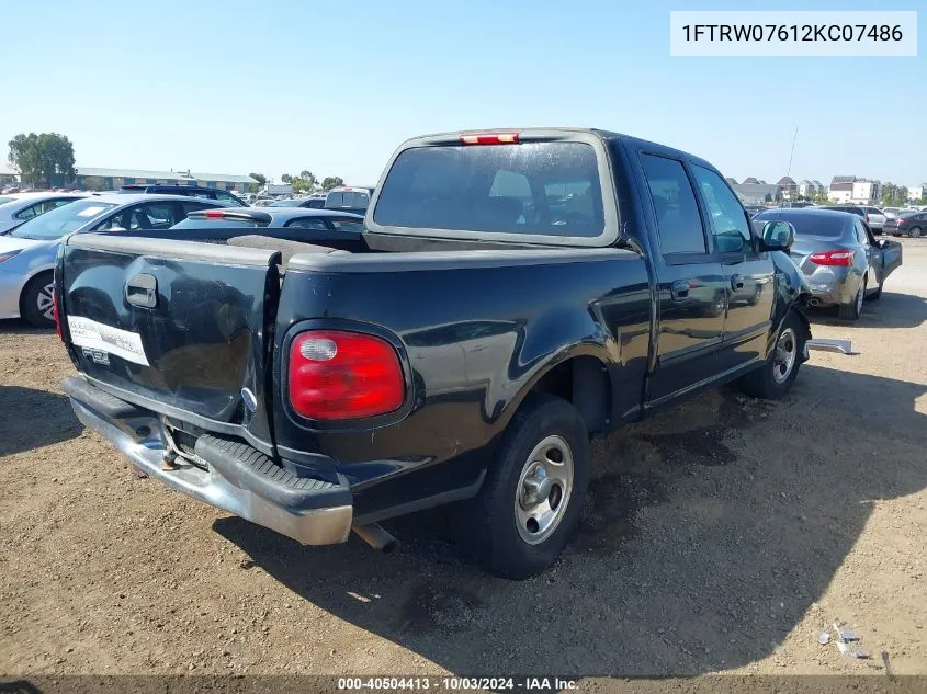 2002 Ford F-150 Lariat/Xlt VIN: 1FTRW07612KC07486 Lot: 40504413