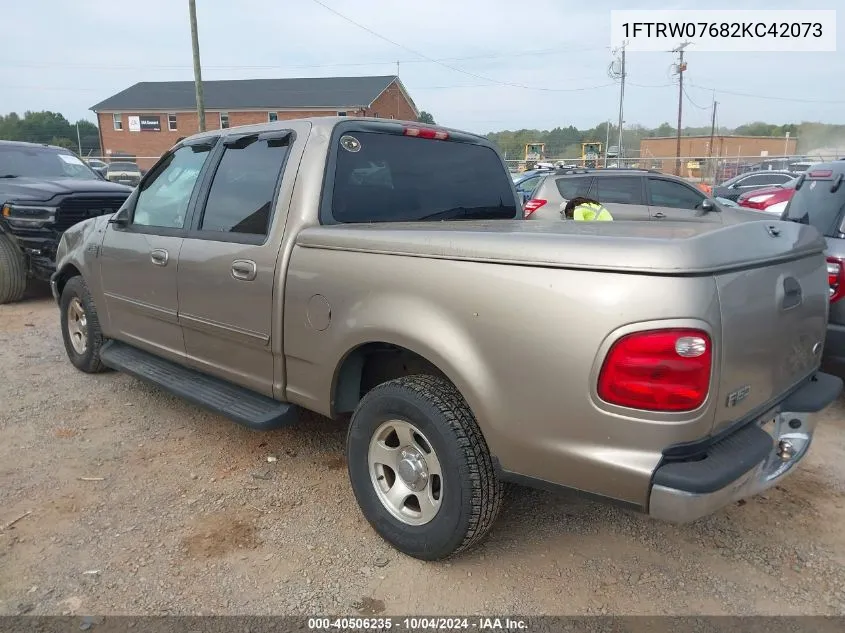 2002 Ford F-150 Lariat/Xlt VIN: 1FTRW07682KC42073 Lot: 40506235