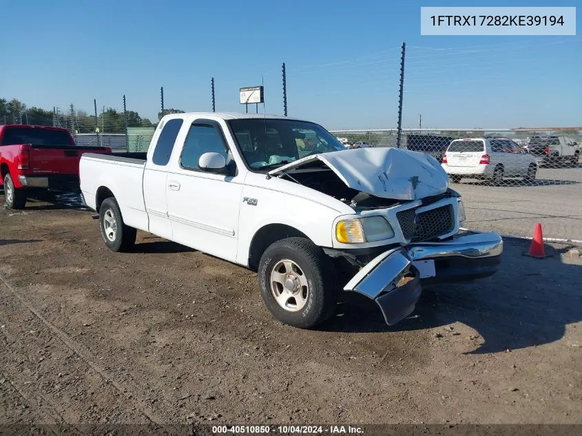 2002 Ford F-150 Xl/Xlt VIN: 1FTRX17282KE39194 Lot: 40510850