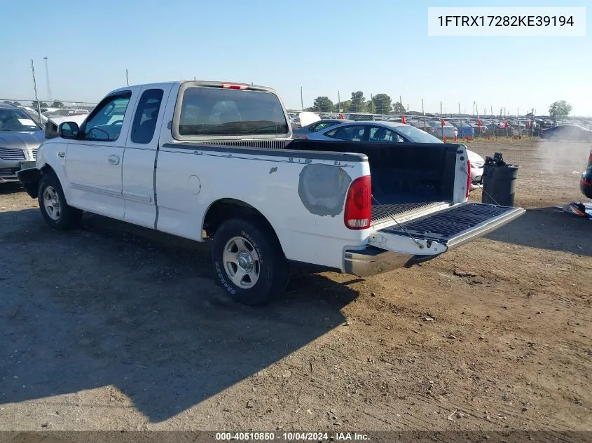 2002 Ford F-150 Xl/Xlt VIN: 1FTRX17282KE39194 Lot: 40510850