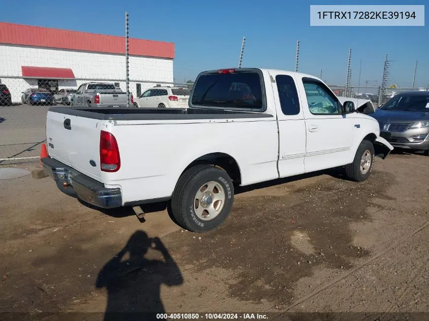 2002 Ford F-150 Xl/Xlt VIN: 1FTRX17282KE39194 Lot: 40510850