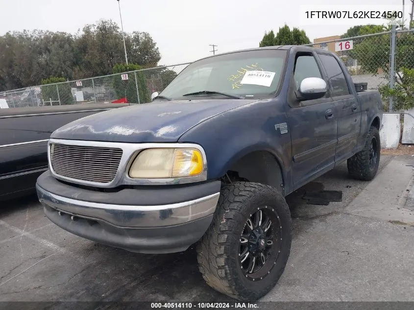 2002 Ford F-150 Lariat/Xlt VIN: 1FTRW07L62KE24540 Lot: 40514110