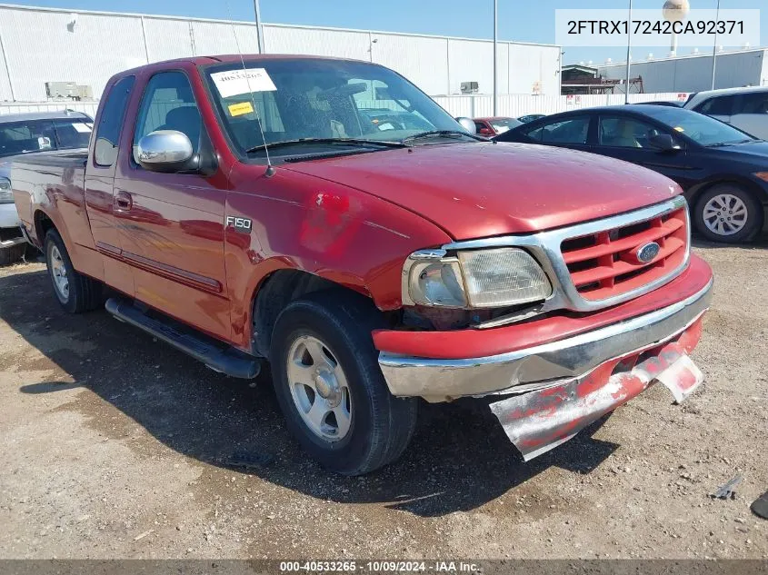 2002 Ford F150 VIN: 2FTRX17242CA92371 Lot: 40533265