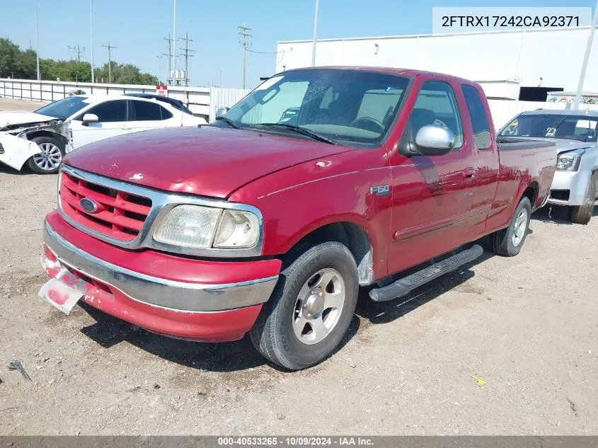 2002 Ford F150 VIN: 2FTRX17242CA92371 Lot: 40533265