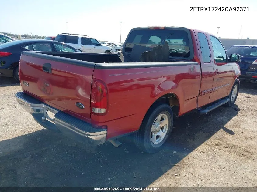 2002 Ford F150 VIN: 2FTRX17242CA92371 Lot: 40533265