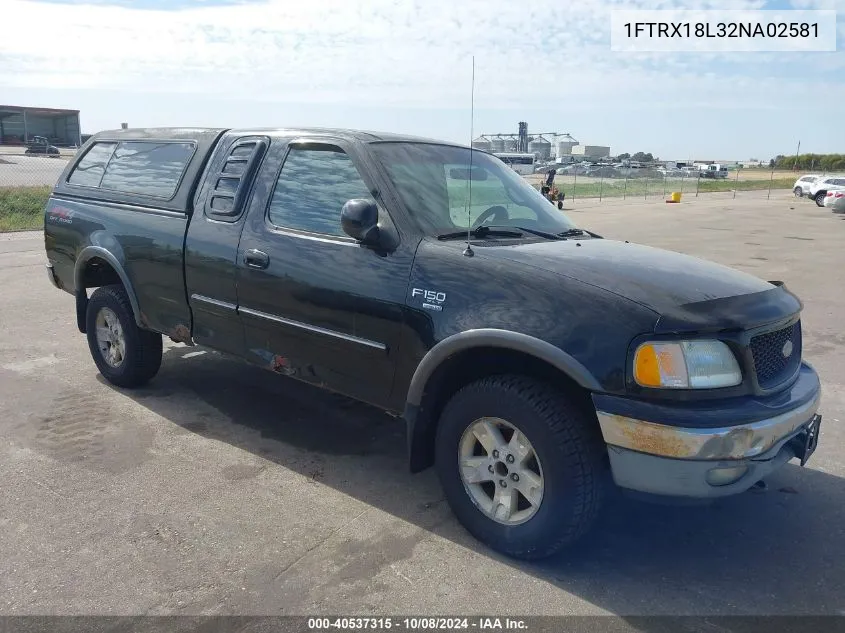 2002 Ford F-150 Lariat/Xl/Xlt VIN: 1FTRX18L32NA02581 Lot: 40537315