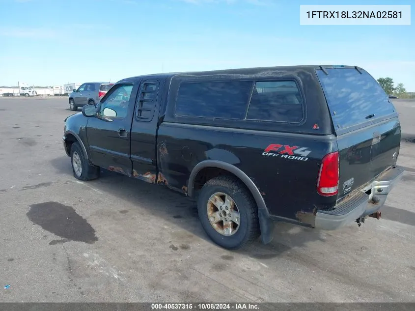 2002 Ford F-150 Lariat/Xl/Xlt VIN: 1FTRX18L32NA02581 Lot: 40537315