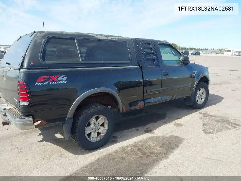 2002 Ford F-150 Lariat/Xl/Xlt VIN: 1FTRX18L32NA02581 Lot: 40537315