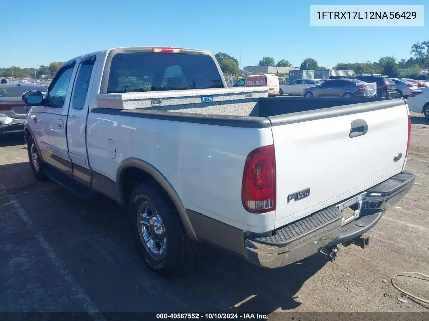 2002 Ford F-150 Lariat/Xl/Xlt VIN: 1FTRX17L12NA56429 Lot: 40567552