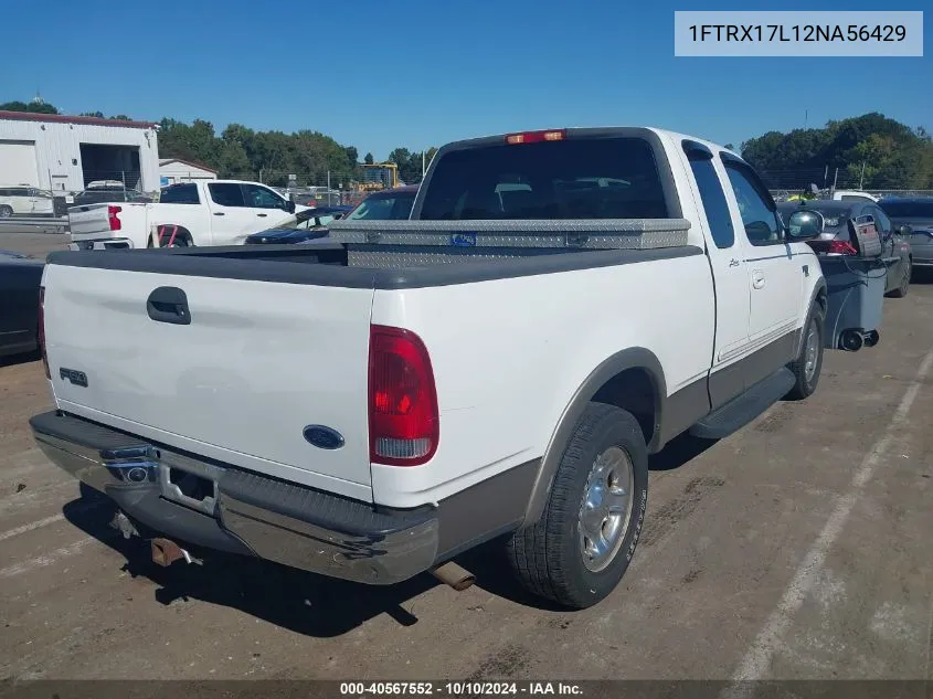 2002 Ford F-150 Lariat/Xl/Xlt VIN: 1FTRX17L12NA56429 Lot: 40567552