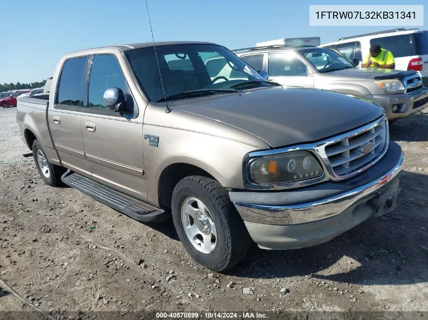 2002 Ford F150 Supercrew VIN: 1FTRW07L32KB31341 Lot: 40570899