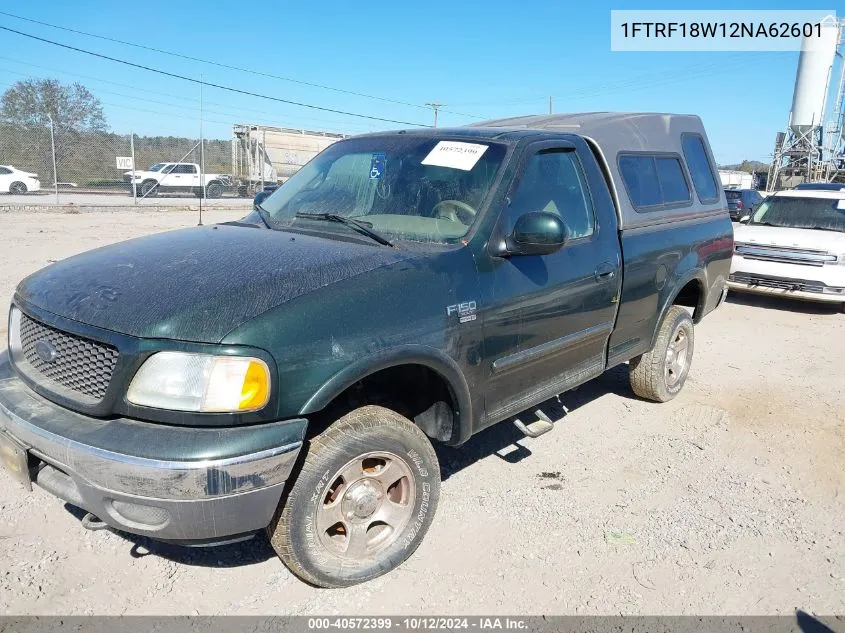 2002 Ford F-150 Xl/Xlt VIN: 1FTRF18W12NA62601 Lot: 40572399