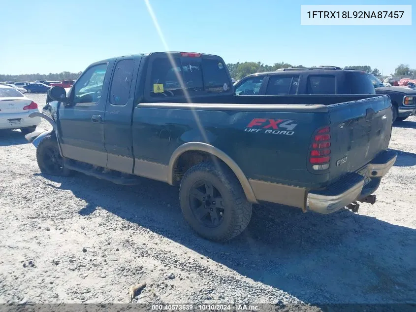 2002 Ford F-150 Lariat/Xl/Xlt VIN: 1FTRX18L92NA87457 Lot: 40573639