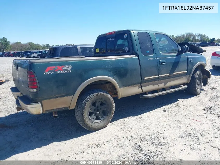 2002 Ford F-150 Lariat/Xl/Xlt VIN: 1FTRX18L92NA87457 Lot: 40573639