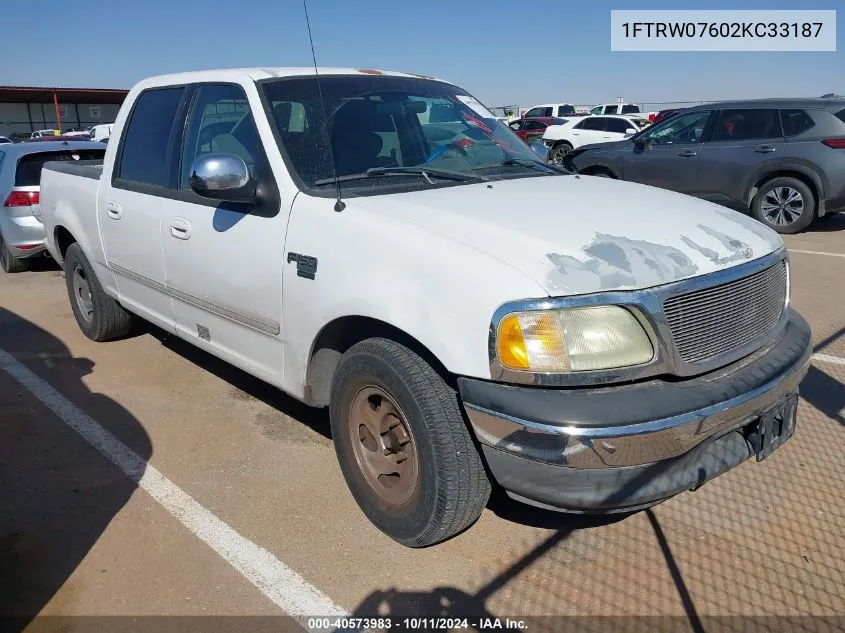 2002 Ford F-150 Lariat/Xlt VIN: 1FTRW07602KC33187 Lot: 40573983