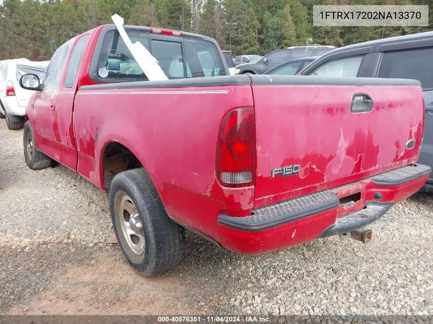 2002 Ford F-150 Xl/Xlt VIN: 1FTRX17202NA13370 Lot: 40576351