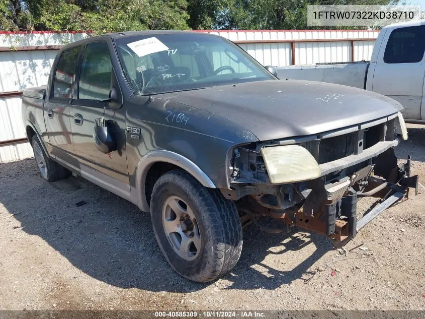 2002 Ford F-150 Lariat VIN: 1FTRW07322KD38710 Lot: 40585309