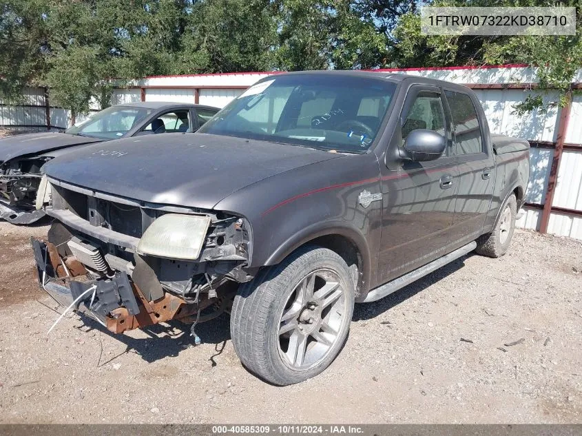 2002 Ford F-150 Lariat VIN: 1FTRW07322KD38710 Lot: 40585309