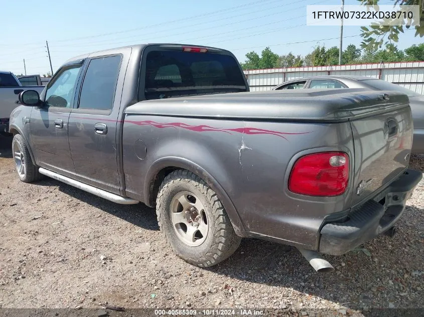 2002 Ford F-150 Lariat VIN: 1FTRW07322KD38710 Lot: 40585309