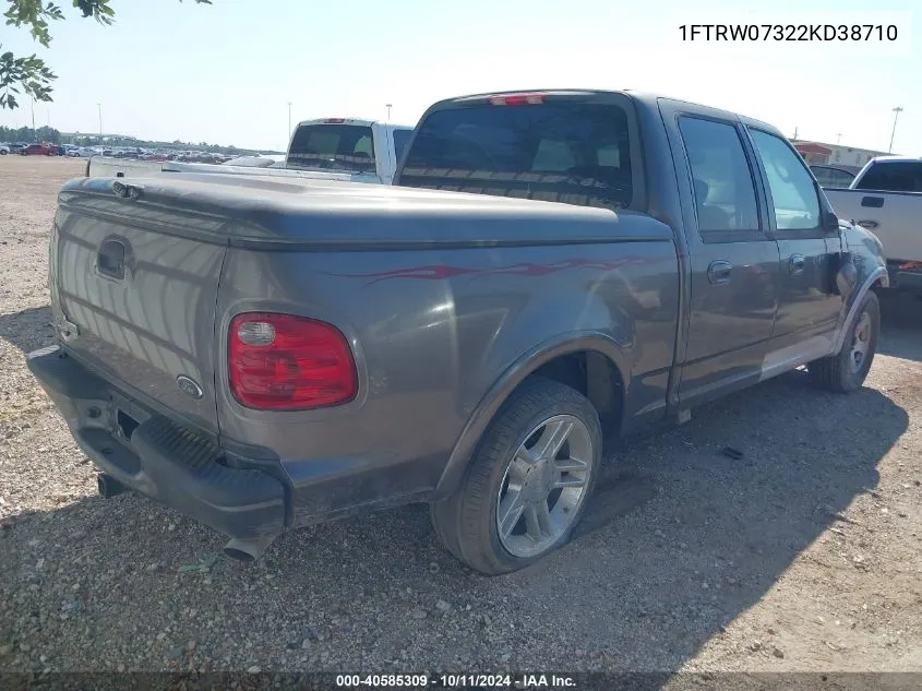 2002 Ford F-150 Lariat VIN: 1FTRW07322KD38710 Lot: 40585309