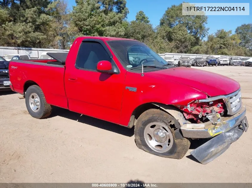 2002 Ford F-150 Xl/Xlt VIN: 1FTRF17222NC04114 Lot: 40605909