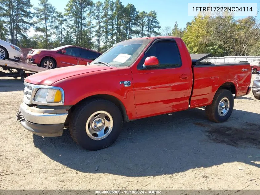 2002 Ford F-150 Xl/Xlt VIN: 1FTRF17222NC04114 Lot: 40605909