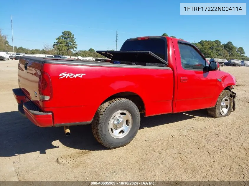 2002 Ford F-150 Xl/Xlt VIN: 1FTRF17222NC04114 Lot: 40605909