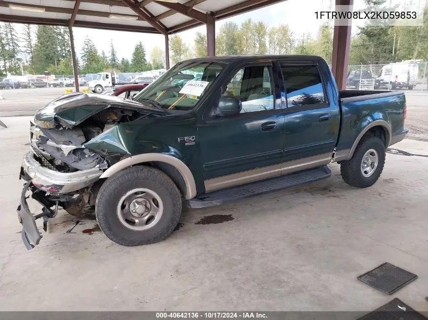 2002 Ford F-150 Lariat/Xlt VIN: 1FTRW08LX2KD59853 Lot: 40642136