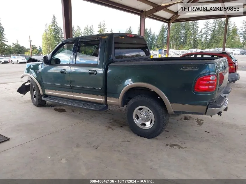 2002 Ford F-150 Lariat/Xlt VIN: 1FTRW08LX2KD59853 Lot: 40642136