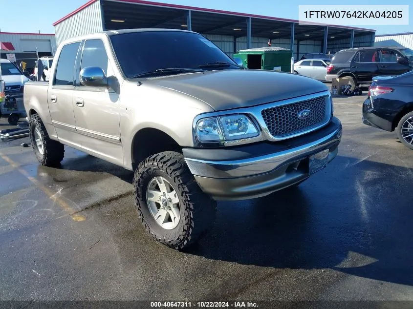 2002 Ford F-150 Lariat/Xlt VIN: 1FTRW07642KA04205 Lot: 40647311