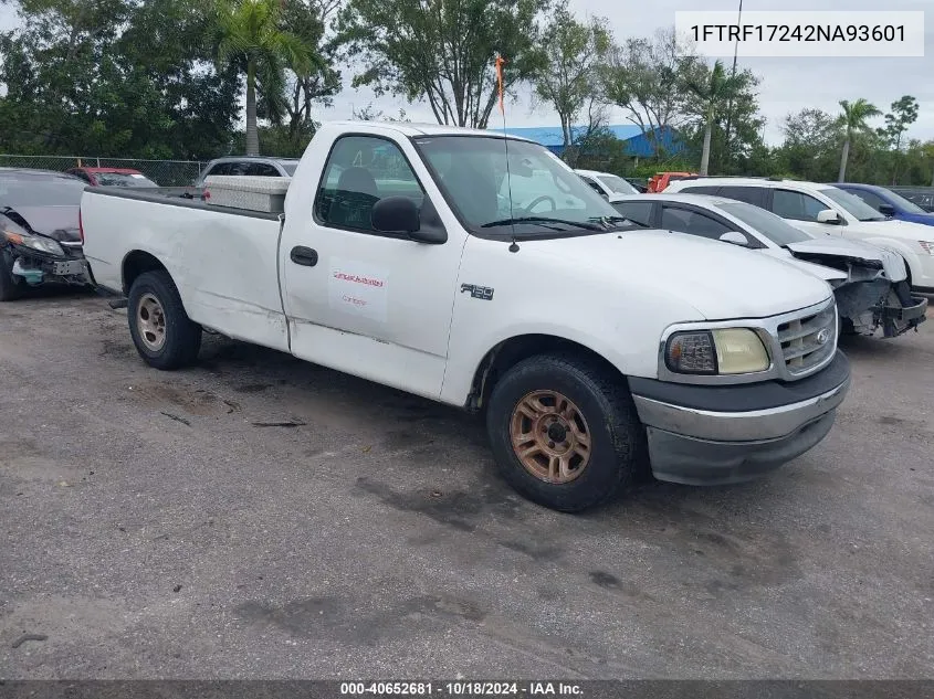 2002 Ford F-150 Xl/Xlt VIN: 1FTRF17242NA93601 Lot: 40652681