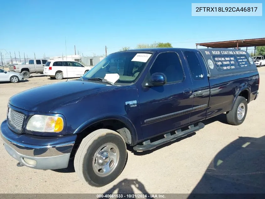 2002 Ford F-150 Lariat/Xl/Xlt VIN: 2FTRX18L92CA46817 Lot: 40661533