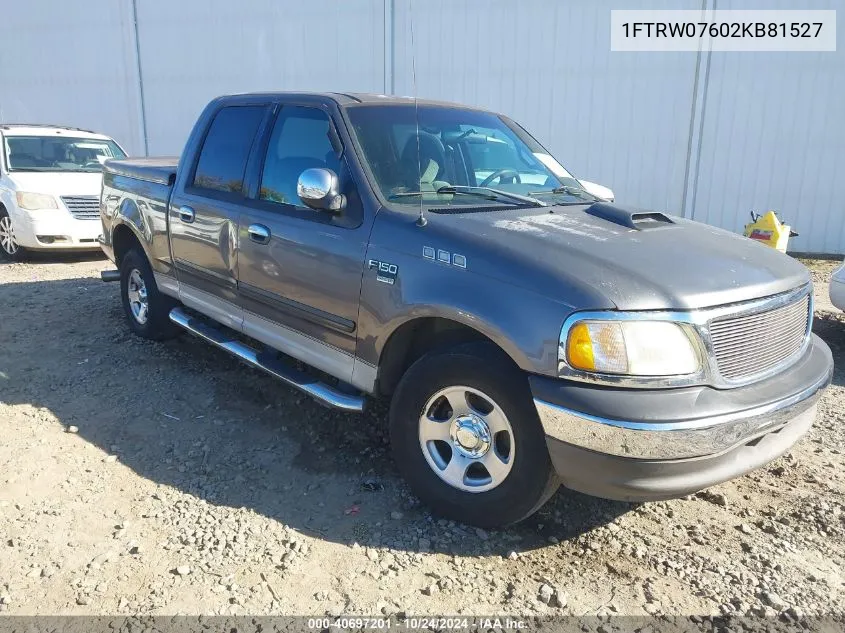 2002 Ford F-150 Lariat/Xlt VIN: 1FTRW07602KB81527 Lot: 40697201