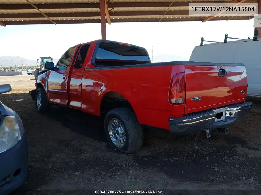 2002 Ford F-150 Lariat/Xl/Xlt VIN: 1FTRX17W12NA15504 Lot: 40700775