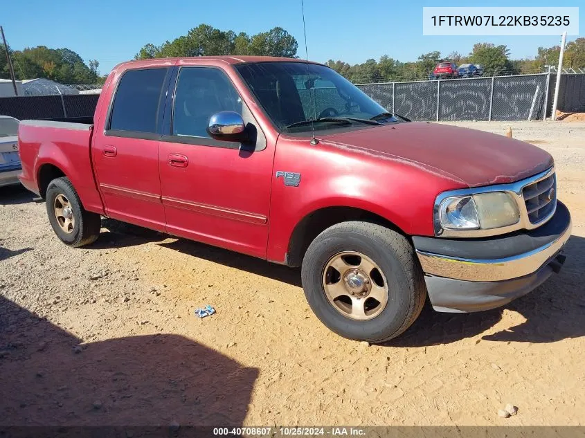 2002 Ford F-150 Lariat/Xlt VIN: 1FTRW07L22KB35235 Lot: 40708607